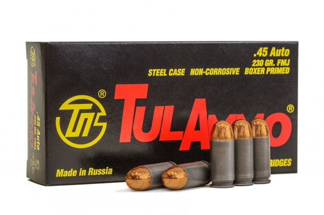 .45 AUTO (11,5x23) с пулей FMJ 230 gr (14,9 г) с биметаллической оболочкой и стальной гильзой