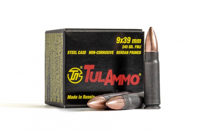 9х39 с пулей FMJ 245 gr (16 г) с биметаллической оболочкой и стальной гильзой