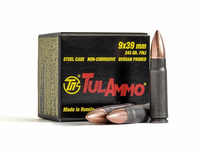 9х39 с пулей FMJ 245 gr (16 г) с биметаллической оболочкой и стальной гильзой